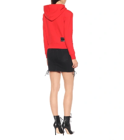Shop Ben Taverniti Unravel Project Cropped Cotton Hoodie In Red