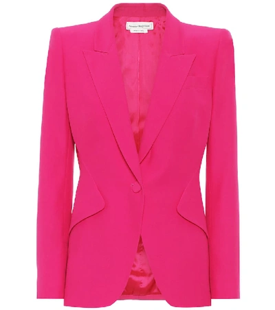 Shop Alexander Mcqueen Crêpe Blazer In Pink