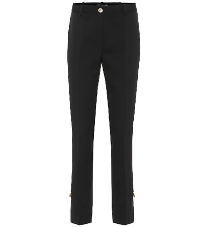 Shop Versace Stretch Wool Pants In Black