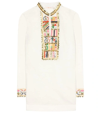 Shop Tory Burch Tory Embroidered Linen And Cotton Tunic In White