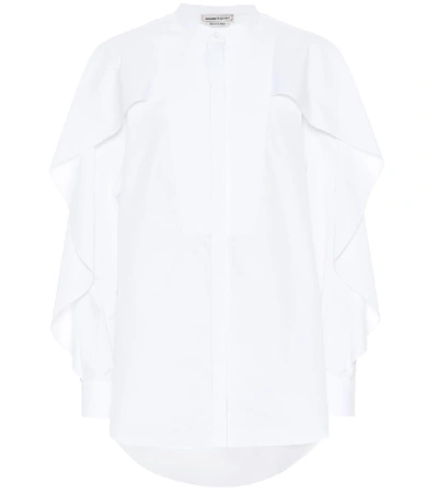 Shop Alexander Mcqueen Ruffled Cotton Blouse In White
