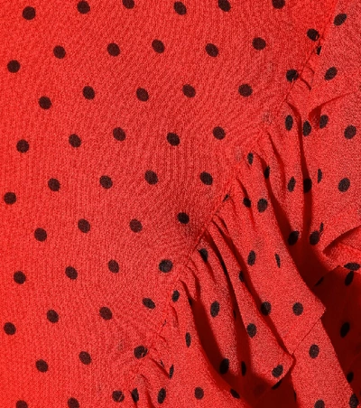 Shop Ganni Polka-dot Georgette Dress In Red