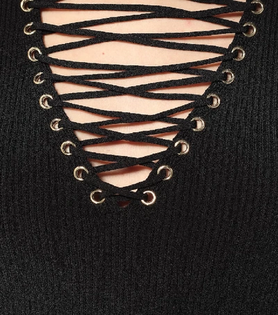 Shop Balmain Ribbed-knit Top In Black