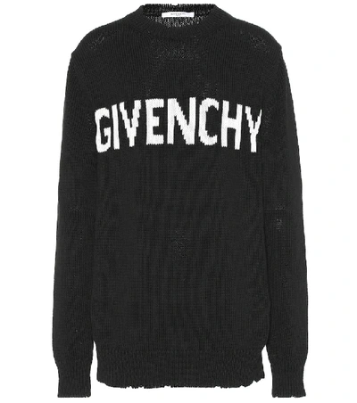 Shop Givenchy Logo Cotton Sweater In Black