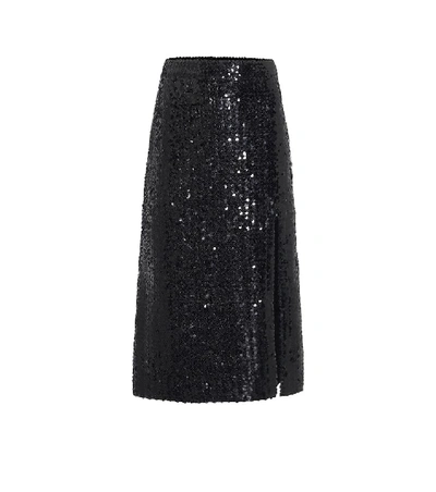 Shop Gucci Sequined Midi Skirt In Black