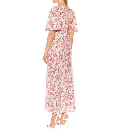 Shop Les Rêveries Floral Silk Maxi Dress In Pink