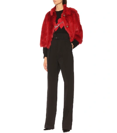 Shop Red Valentino High-rise Wide-leg Wool-blend Pants In Black