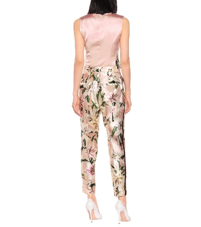 Shop Dolce & Gabbana Mid-rise Cropped Floral Satin Pants In Pink