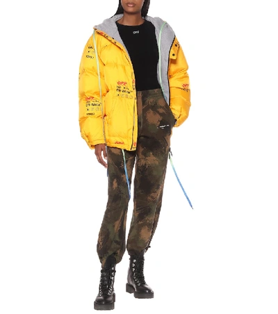 Shop Off-white Printed Down Jacket In Yellow