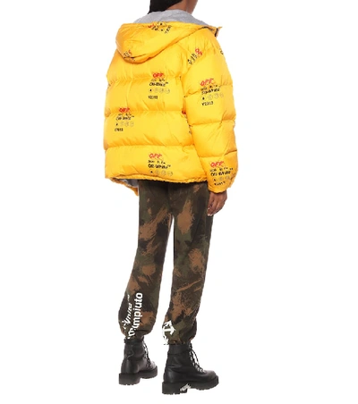 Shop Off-white Printed Down Jacket In Yellow