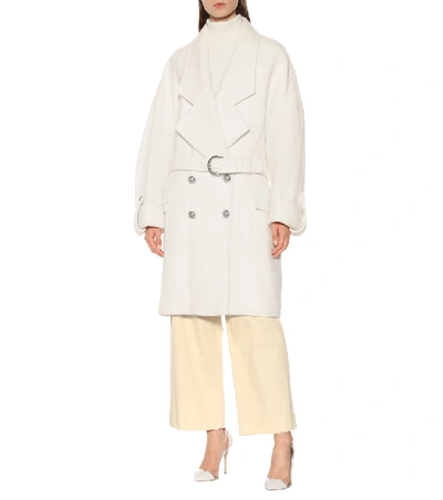 Shop Balmain Wool-blend Coat In White