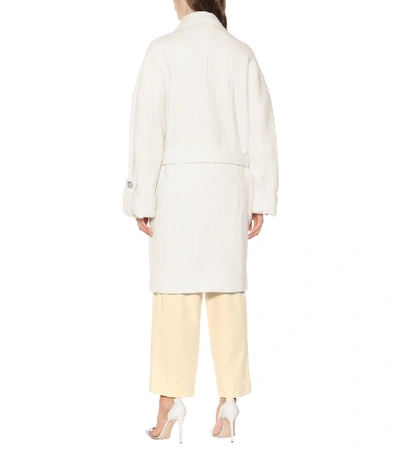 Shop Balmain Wool-blend Coat In White