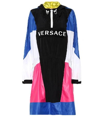 Shop Versace Logo Raincoat In Multicoloured