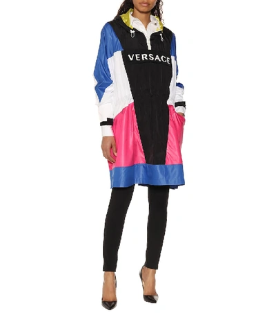 Shop Versace Logo Raincoat In Multicoloured
