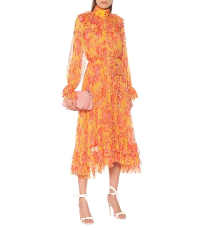 Shop Zimmermann Brightside Paisley Midi Dress In Orange