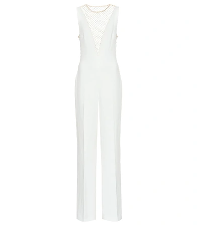 Shop Stella Mccartney Embellished Crêpe Jumpsuit In White