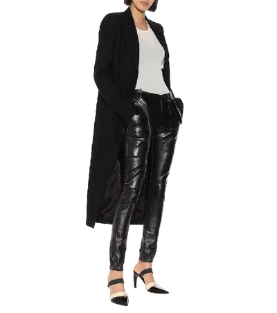 Shop Rick Owens Mid-rise Skinny Leather Pants In Black