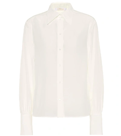Shop Chloé Silk Shirt In White