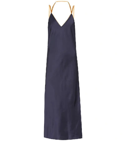Shop Helmut Lang Satin Maxi Dress In Blue