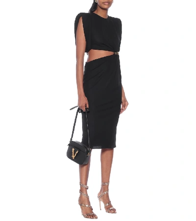 Shop Versace Cut-out Crêpe-jersey Dress In Black