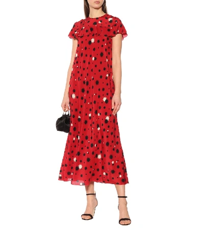 Shop Red Valentino Printed Silk Maxi Dress In Red