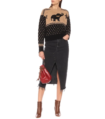 Shop Alanui Sequinned Wool And Cashmere Sweater In Black