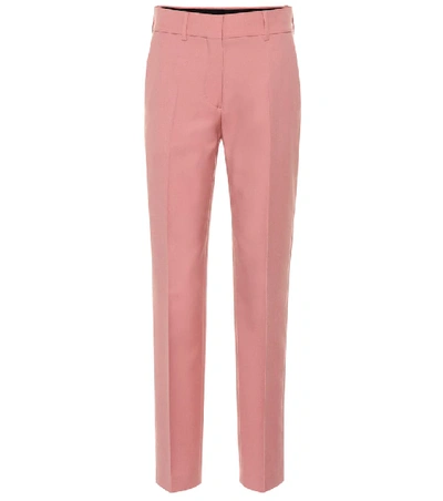 Shop Burberry Wool-blend Straight Pants In Pink