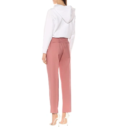 Shop Burberry Wool-blend Straight Pants In Pink