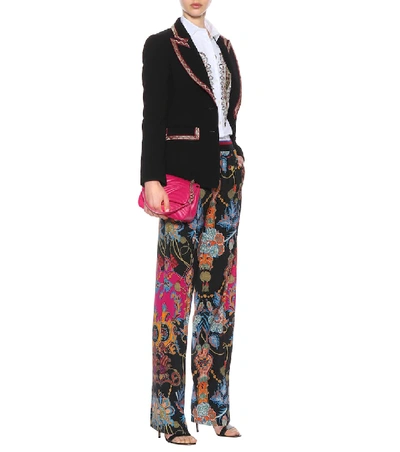 Shop Etro Paisley Wool Crêpe Wide-leg Pants In Multicoloured