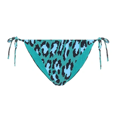 Shop Diane Von Furstenberg Kate Leopard-print Bikini Bottoms In Blue