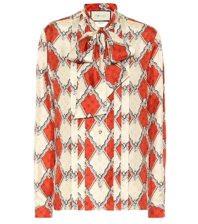 Shop Gucci Snake Rhombus Silk Twill Shirt In Multicoloured