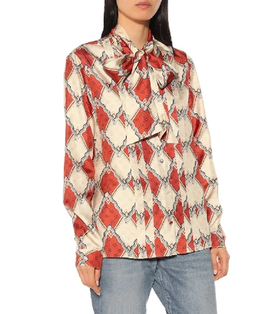 Shop Gucci Snake Rhombus Silk Twill Shirt In Multicoloured