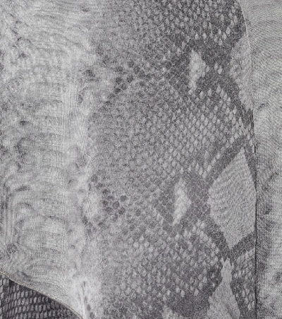 Shop Amiri Printed Silk Midi Dress In Grey