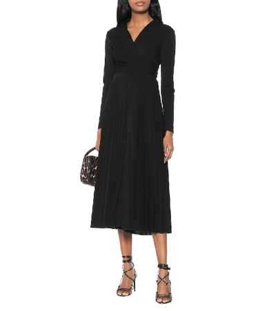 Shop Max Mara Vieste Pleated Jersey Jumpsuit In Black