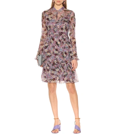 Shop Erdem Danielle Floral Silk Minidress In Purple