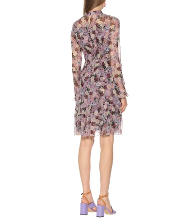 Shop Erdem Danielle Floral Silk Minidress In Purple