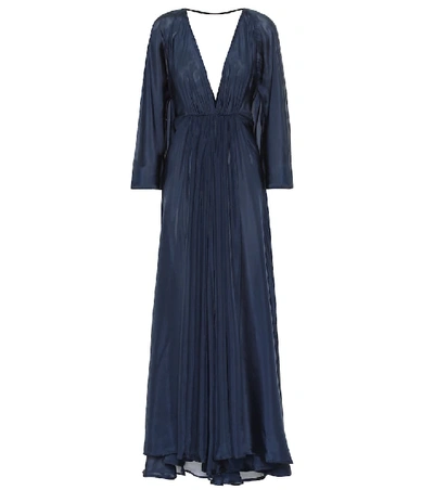 Shop Kalita Clemence Silk Gown In Blue