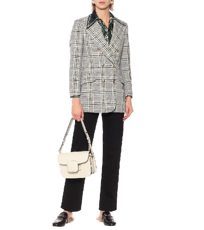 Shop Gucci Checked Wool-blend Jacket In Blue