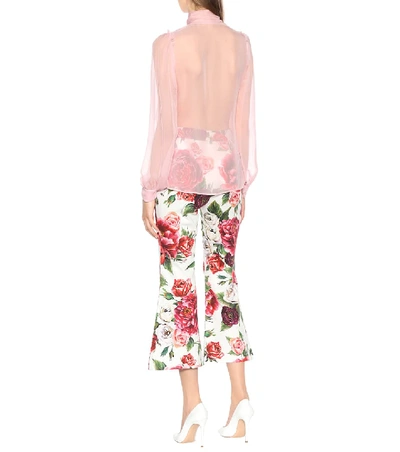 Shop Dolce & Gabbana Floral Silk Chiffon Shirt In Pink