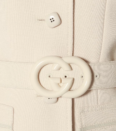 Shop Gucci Belted Wool Coat In Beige