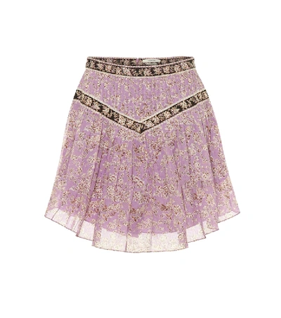 Shop Isabel Marant Étoile Valerie Floral Cotton Miniskirt In Purple