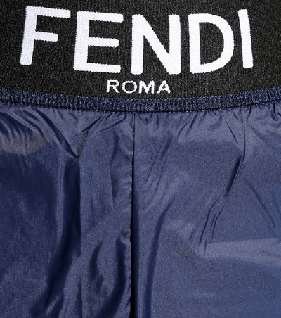 Shop Fendi Logo Shorts In Blue