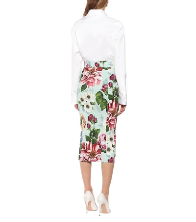 Shop Dolce & Gabbana Floral Pencil Skirt In Blue