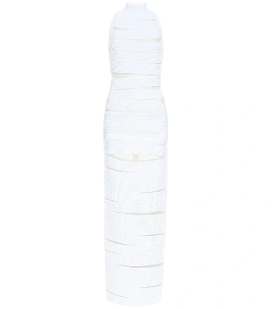 Shop Balmain Open-knit Maxi Dress In White