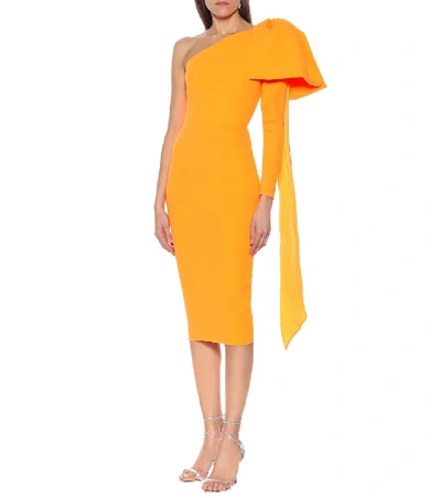 Shop Alex Perry Wade Crêpe Midi Dress In Orange