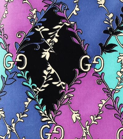 Shop Gucci Printed Stretch-cotton Midi Skirt In Purple