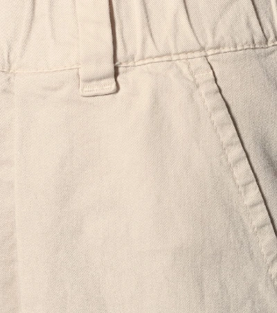 Shop Brunello Cucinelli High-rise Cotton Skinny Pants In Beige