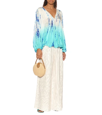 Shop Anna Kosturova Tie-dye Silk Blouse In Blue