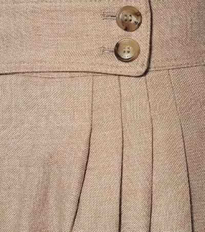 Shop Burberry High-rise Wool-blend Carrot Pants In Beige