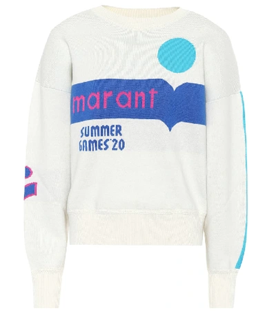 Shop Isabel Marant Étoile Kleden Logo Cotton-blend Sweater In White
